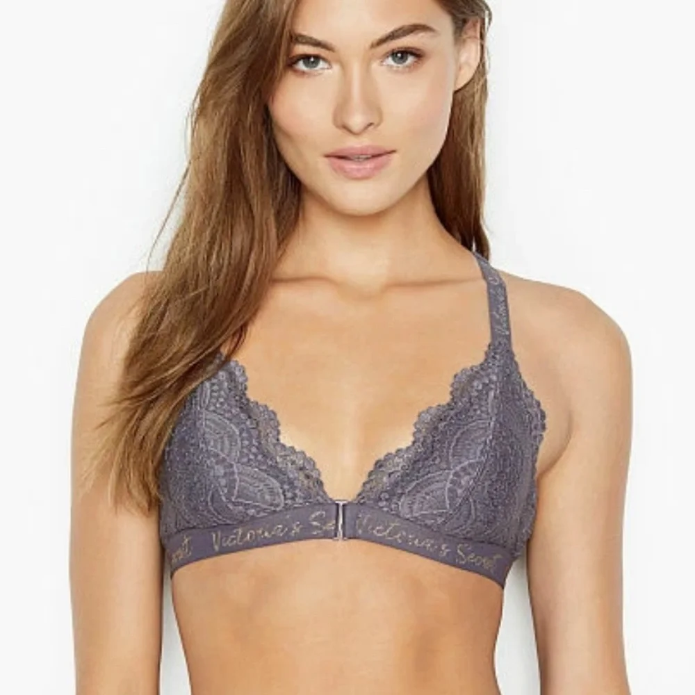 Victoria's Secret Lace Bralette - Charcoal Gray Sz L